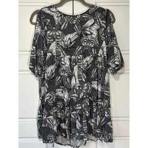Crazy 8 Girls Gray Black White Butterfly Cold Shoulder Tiered Dress Size L 10-12
